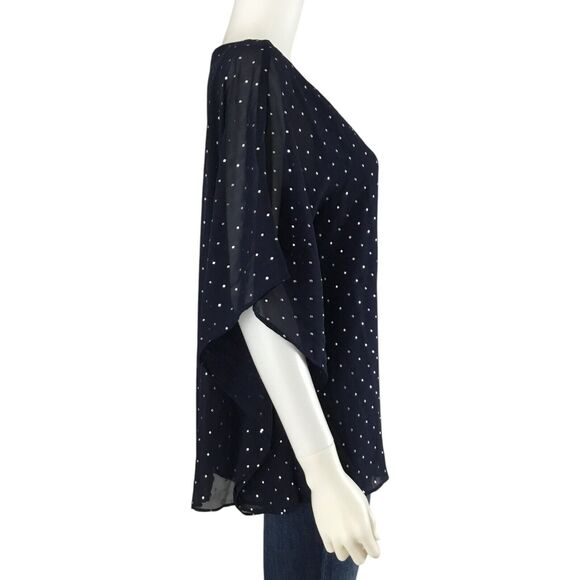Chico's Jayma Kimono Layered Top sz 1 Small Rhinestones Asymmetric Hem Blue NEW - Picture 9 of 16